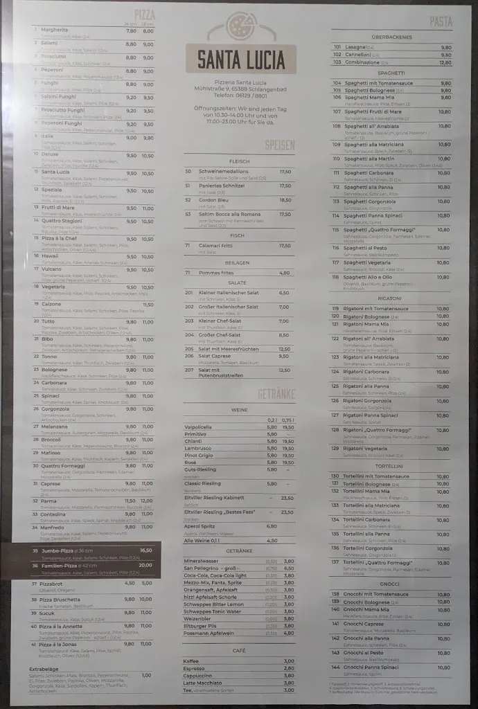 Menu_Pizzeria Santa Lucia_Schlangenbad_immagine_2