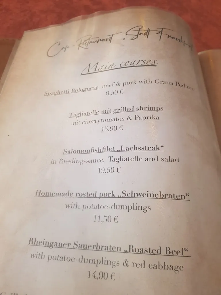 Menu_Café - Restaurant “Stadt Frankfurt