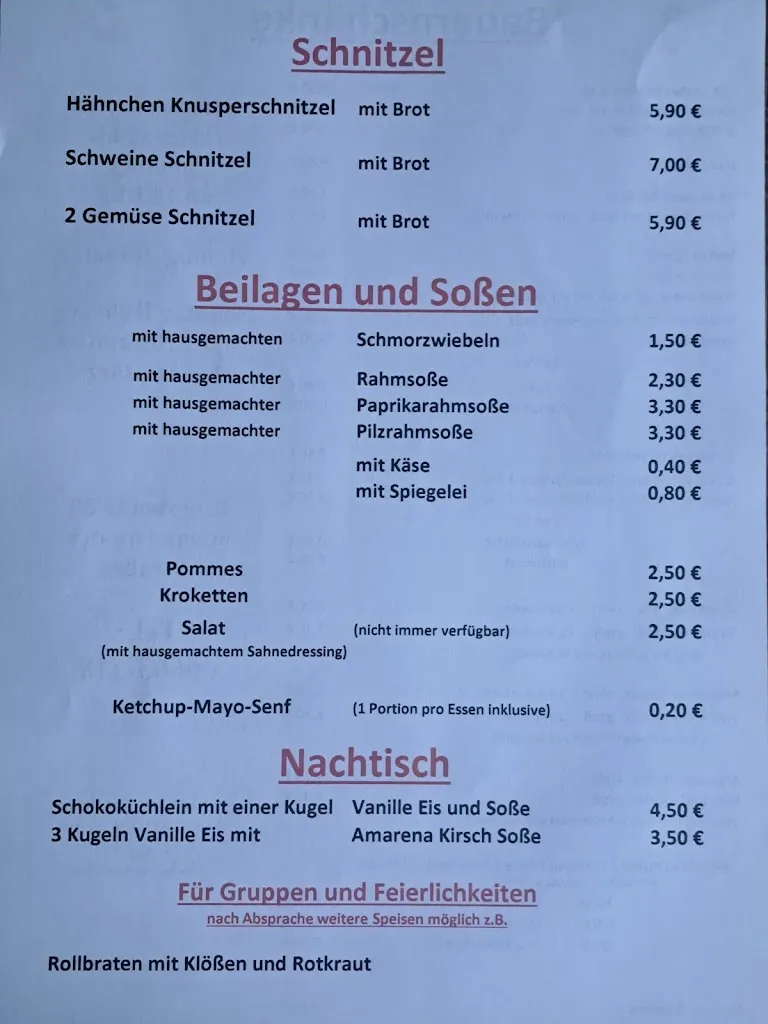 Menu_Gaststätte Bauernschänke_Straße_image_2