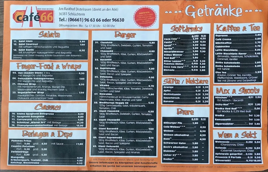 Menu_Autohof Schlüchtern Distelrasen / Cafe66_Schlüchtern_immagine_1