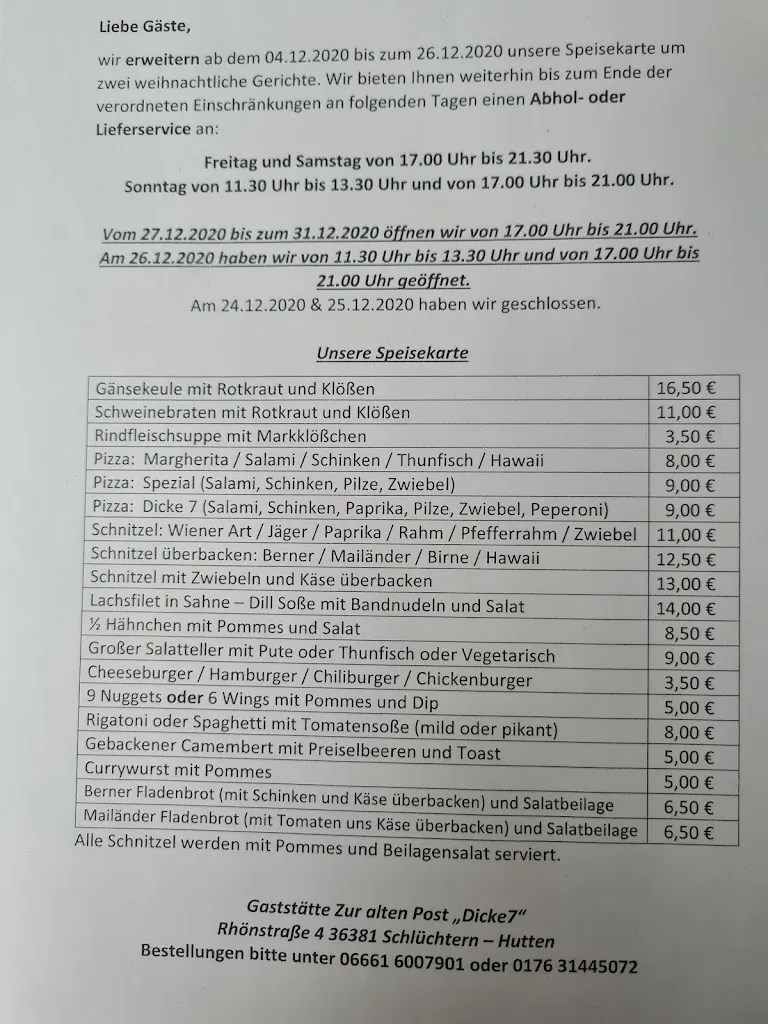 Menu_Gaststätte Zur Alten Post 