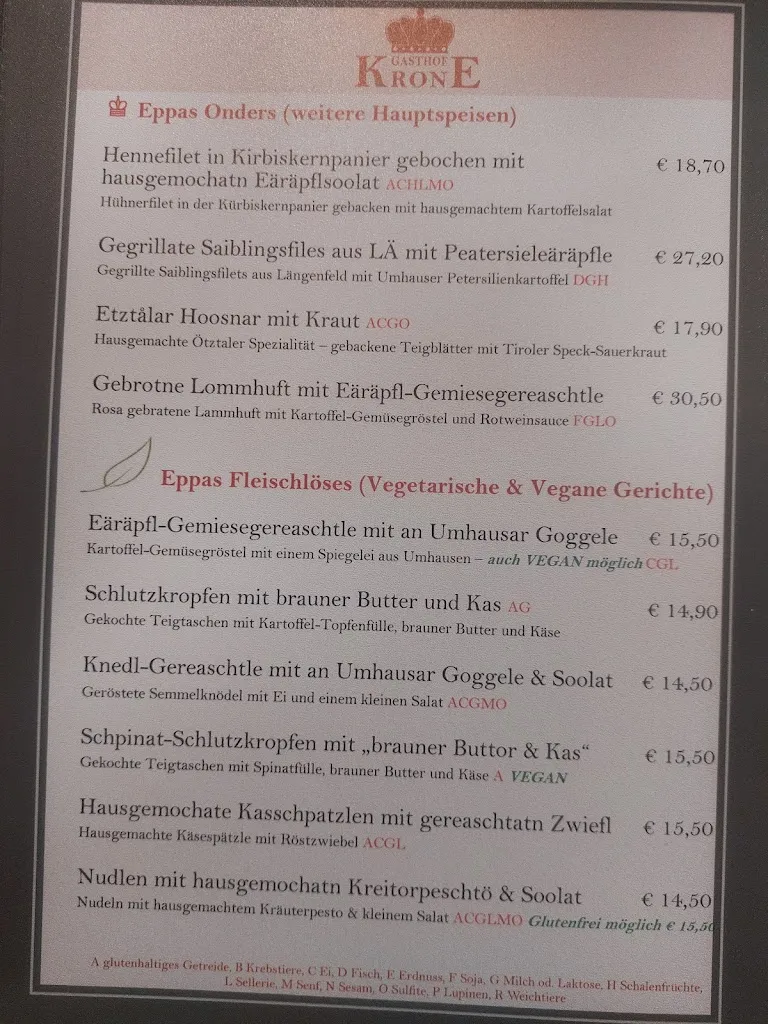 Menu_Gasthof Krone Umhausen e.U._Austria_image_1