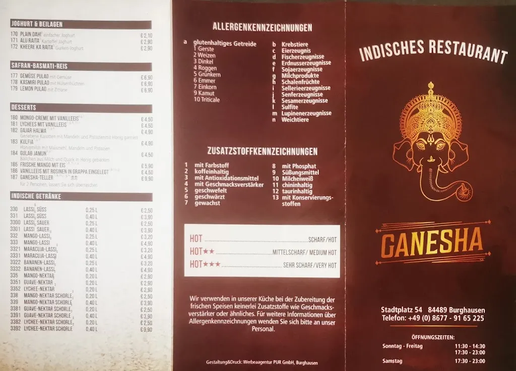 Menu_INDISCHES RESTAURANT GANESHA BURGHAUSEN_Burghausen_image_3