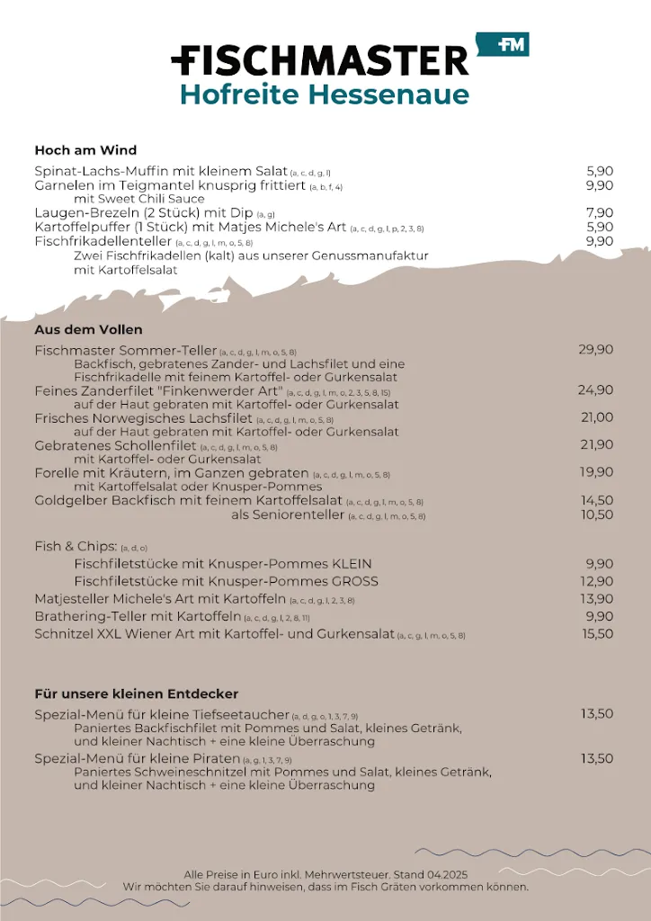 Menu_Fischmaster - Hofladen, Biergarten, Restaurant - Hofreite Hessenaue_Trebur_image_1
