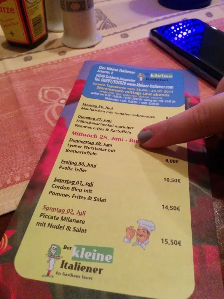 Menu_Kleiner Italiener Bistrorante / Pizzeria_Sulzbach/Saar_image_1