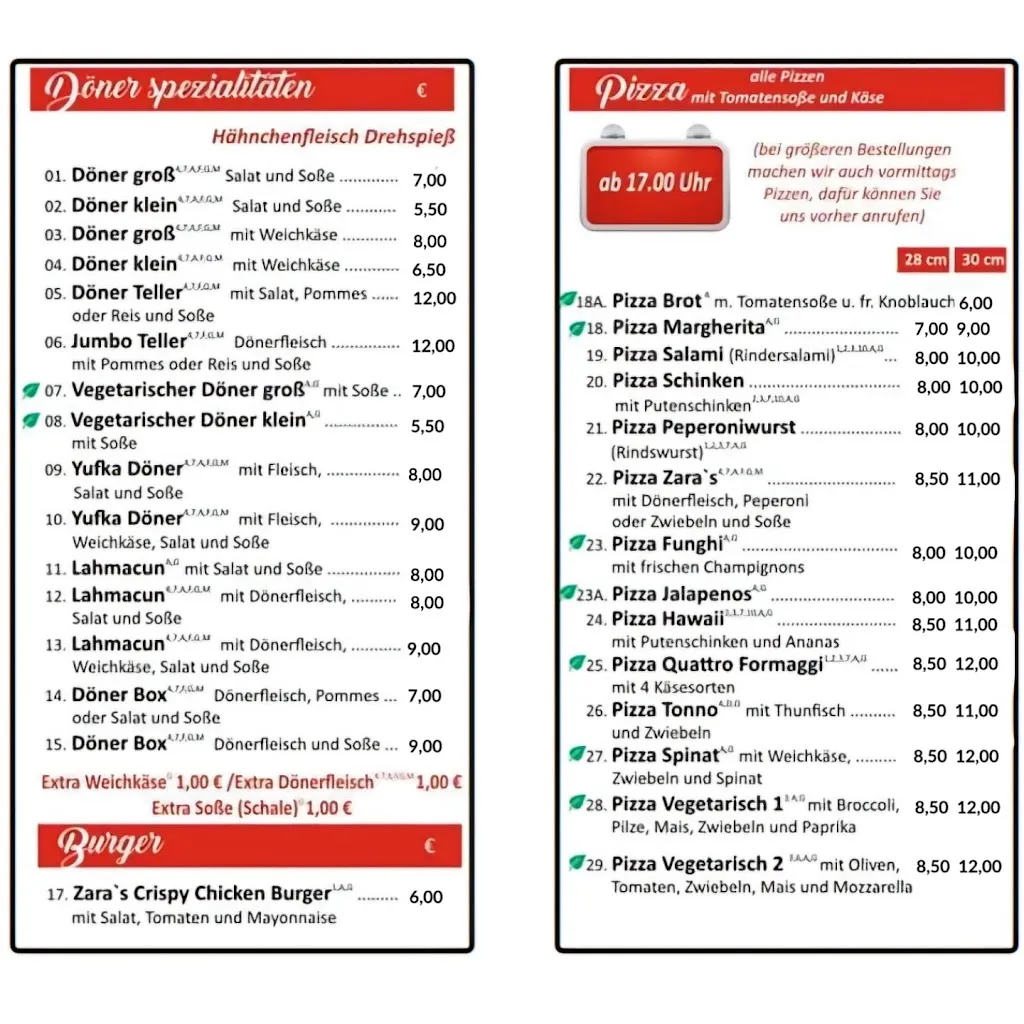 Menu_Zara's Döner & Pizza_Wald-Michelbach_immagine_1