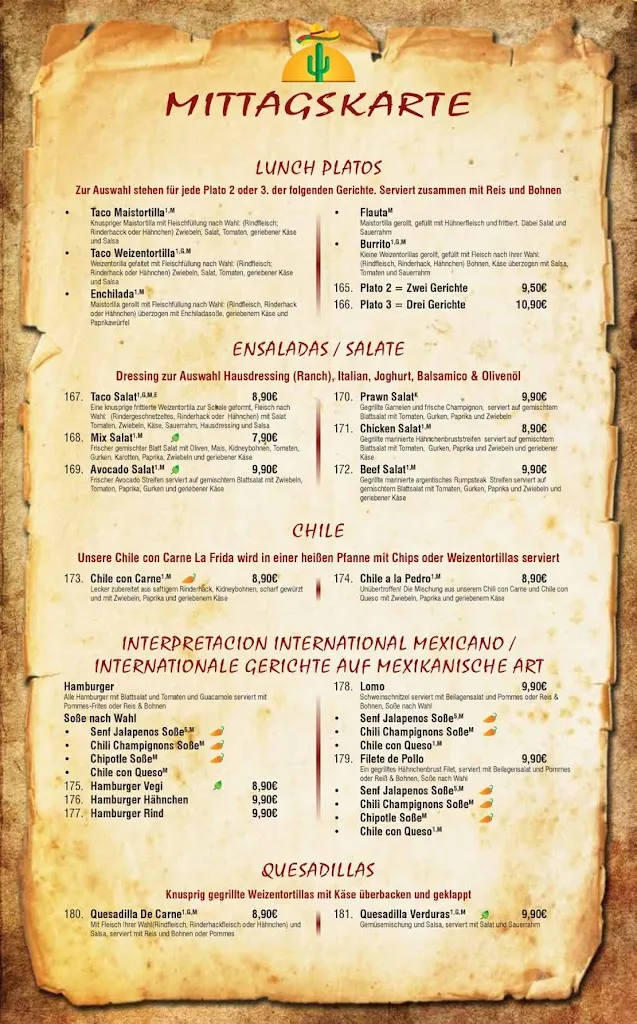 Menü_La Frida Mexicana_Viernheim_Bild_1
