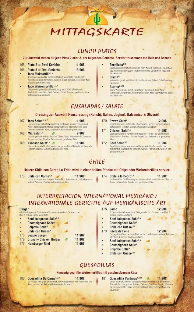 Menü_La Frida Mexicana_Viernheim_Bild_4