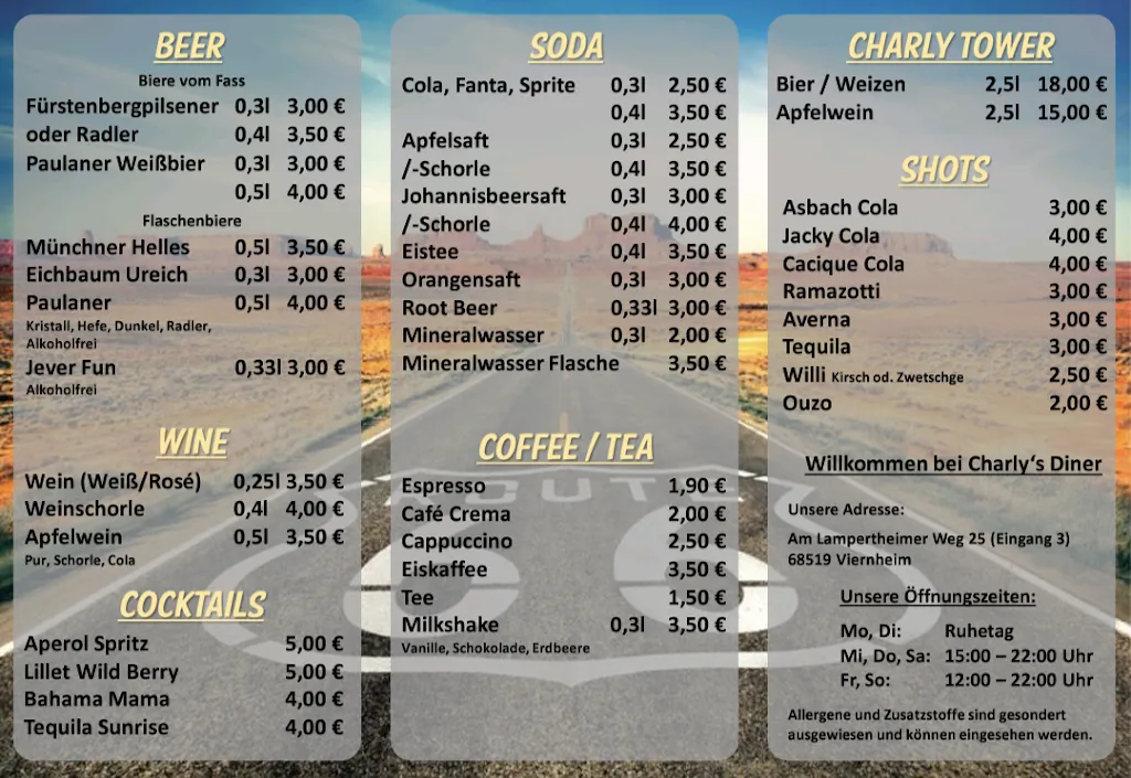 Menu_Charly's Diner_Viernheim_immagine_2