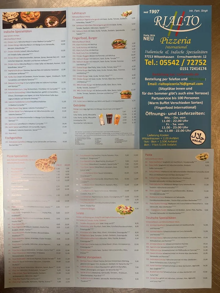 Menu_Rialto Pizzeria Ristorante (Stadtmitte) indische und italienische Spezialitäten._Witzenhausen_immagine_2