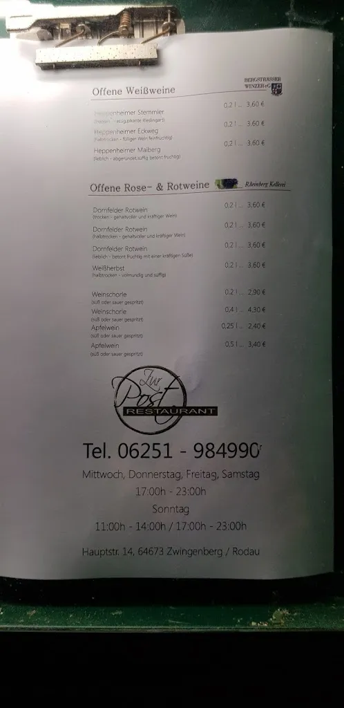 Menu_Restaurant Zur Post_Zwingenberg_immagine_3