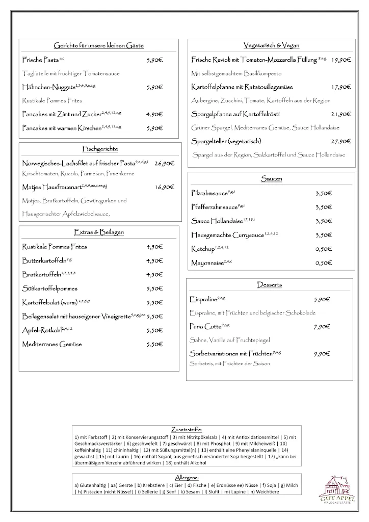 Menu_Waldgaststätte Gut Appel_Helvesiek_immagine_1