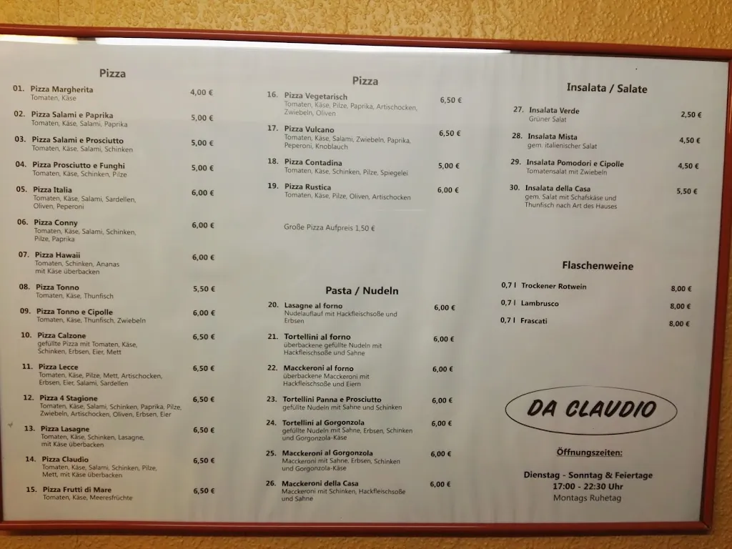 Menu_Pizza-Bringdienst Da Claudio_(Leine)_image_2