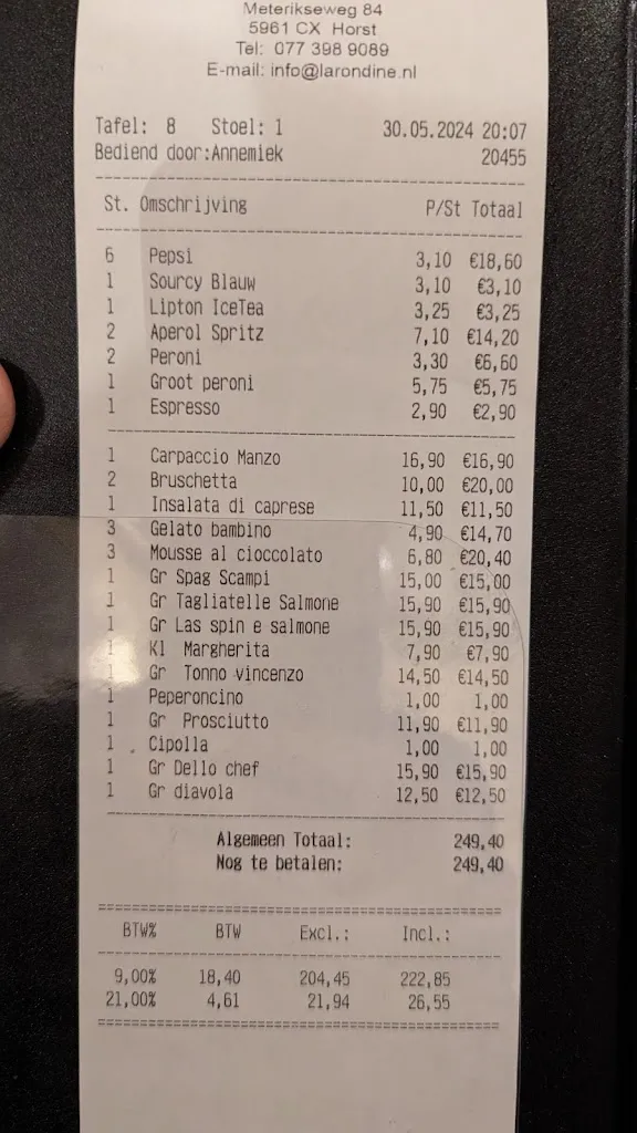 Menu_La Rondine_Netherlands_image_1