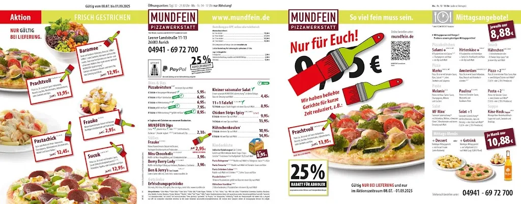 Menü_MUNDFEIN Pizzawerkstatt Aurich_Aurich_Bild_2