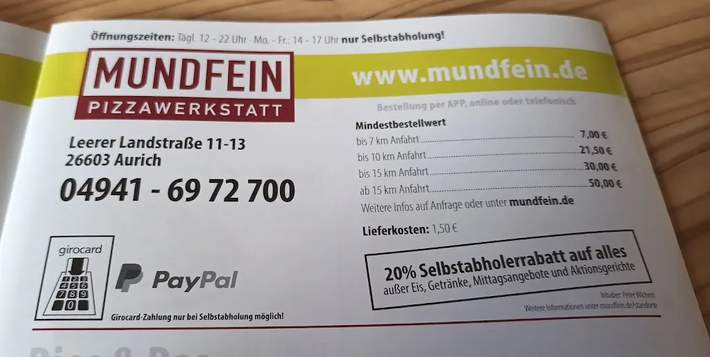 Menü_MUNDFEIN Pizzawerkstatt Aurich_Aurich_Bild_4