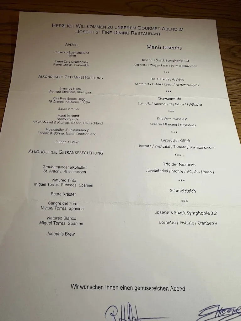 Menu_Joseph's Fine Dining_Sachsa_immagine_2