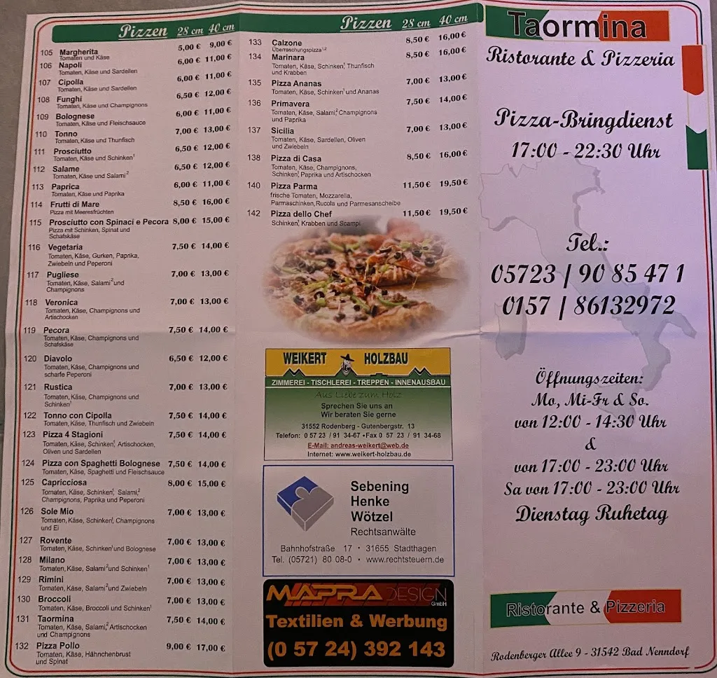 Menu_Taormina Restaurant And Pizzeria_Nenndorf_image_1