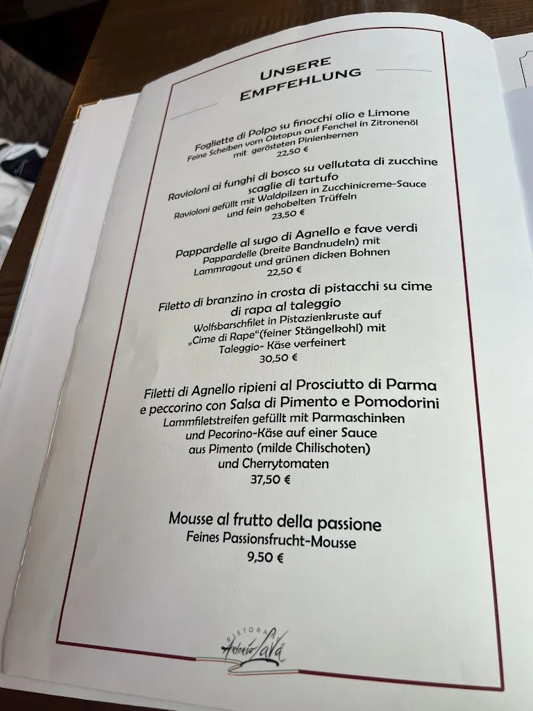 Menu_Ristorante Antonio Lava_Zwischenahn_image_1