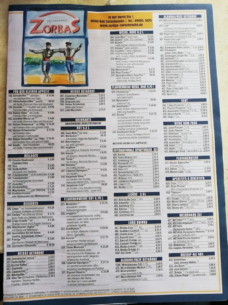 Menu_Restaurant Zorbas_Zwischenahn_immagine_1