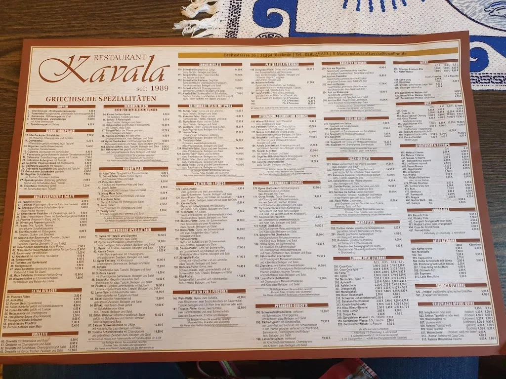 Menu_Restaurant Kavala_Bleckede_immagine_1