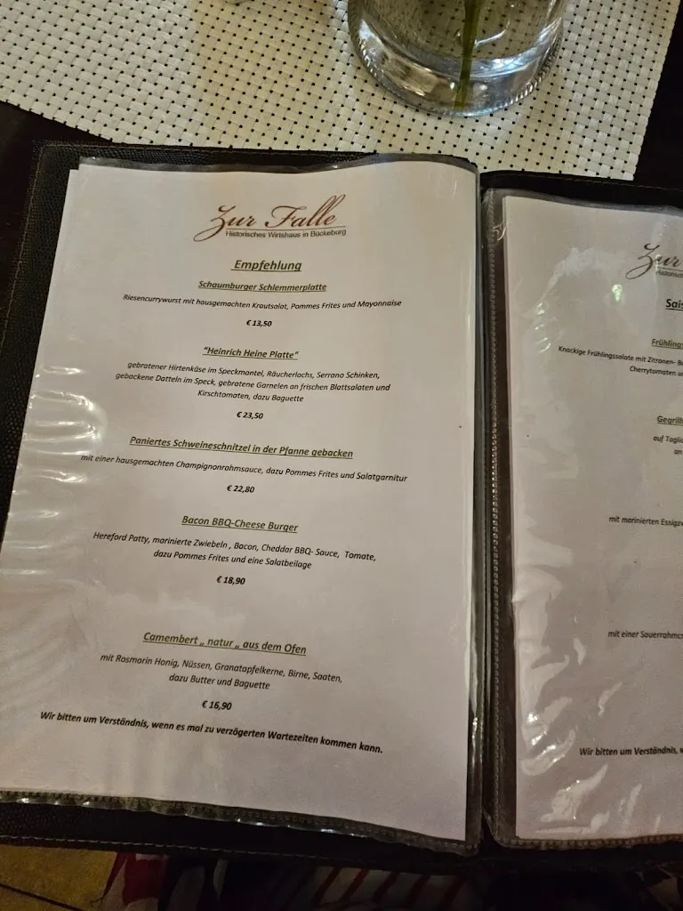 Menu_Zur Falle, Historisches Wirtshaus Inh. Yvonne Dazenko_Bückeburg_immagine_1