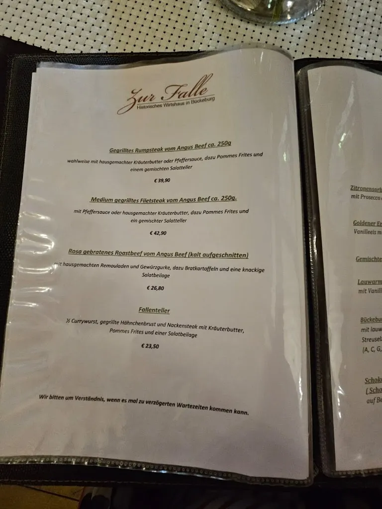 Menu_Zur Falle, Historisches Wirtshaus Inh. Yvonne Dazenko_Bückeburg_immagine_4