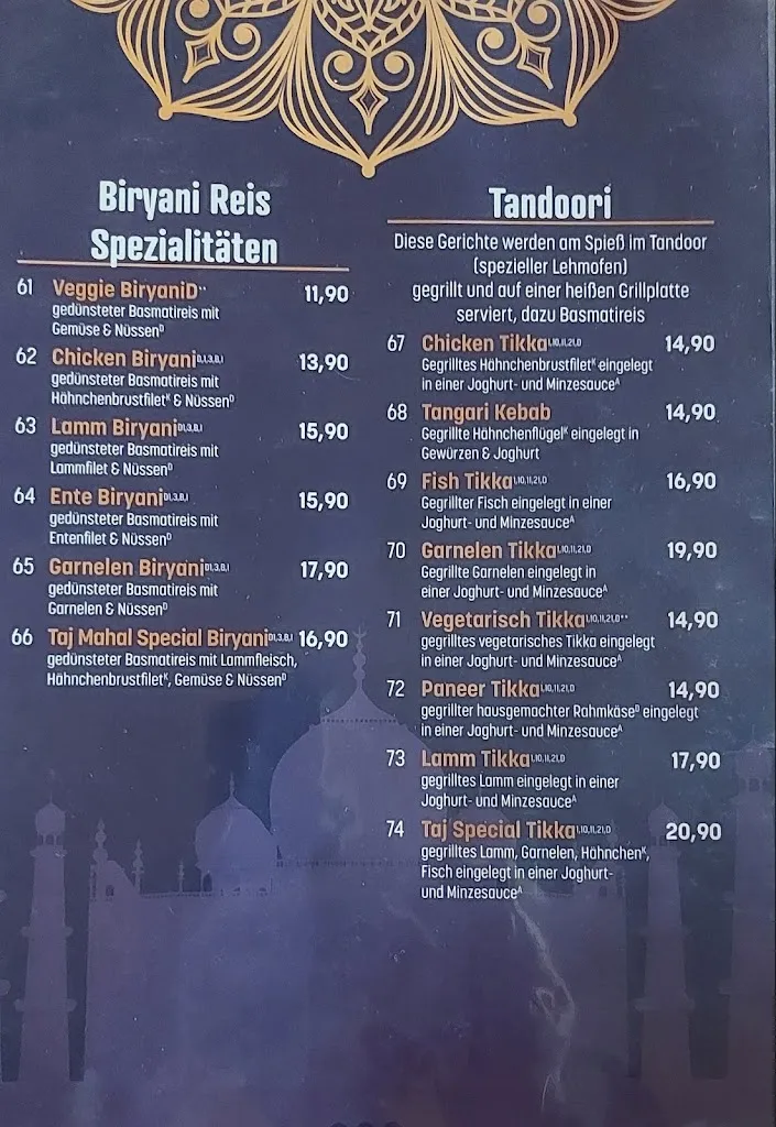 Menu_Taj Mahal_Nordheide_immagine_2