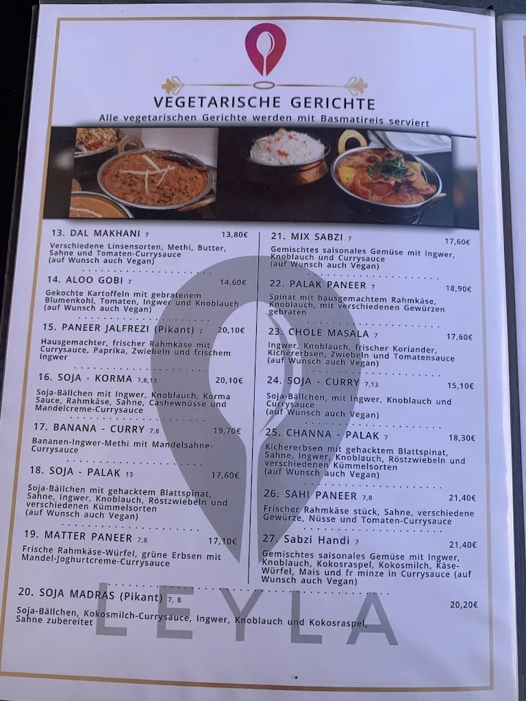 Menü_Leyla South Indian Restaurant_Celle_Bild_2