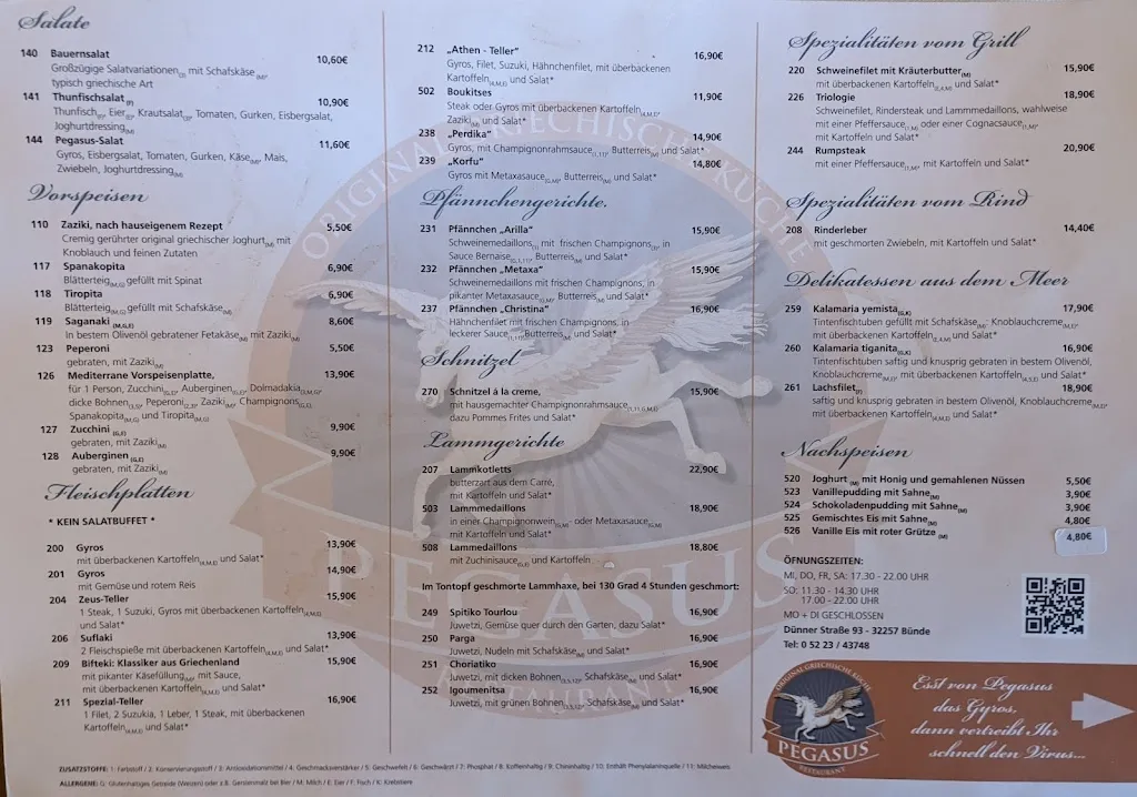 Menu_Restaurant Pegasus_Bünde_image_1