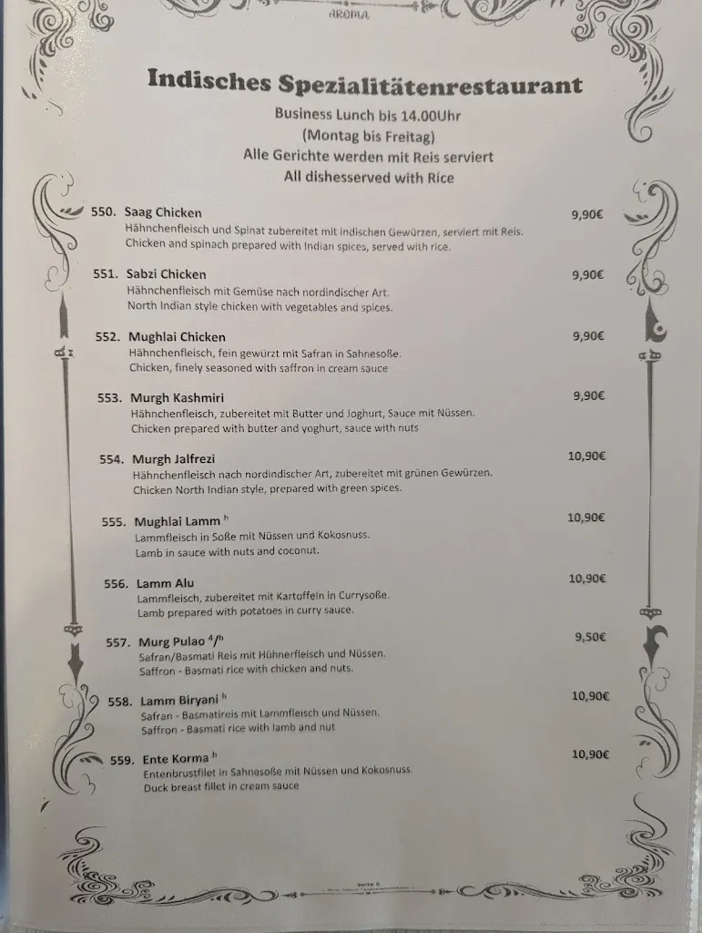 Menu_Aroma CLZ- Indische Spezialitäten_Clausthal-Zellerfeld_image_3