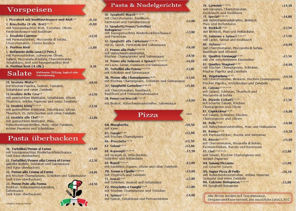 Menü_Pizzeria Alessio & Café_Damme_Bild_1