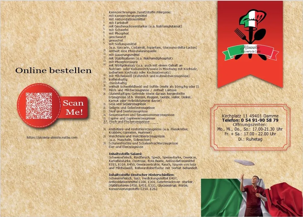 Menü_Pizzeria Alessio & Café_Damme_Bild_2