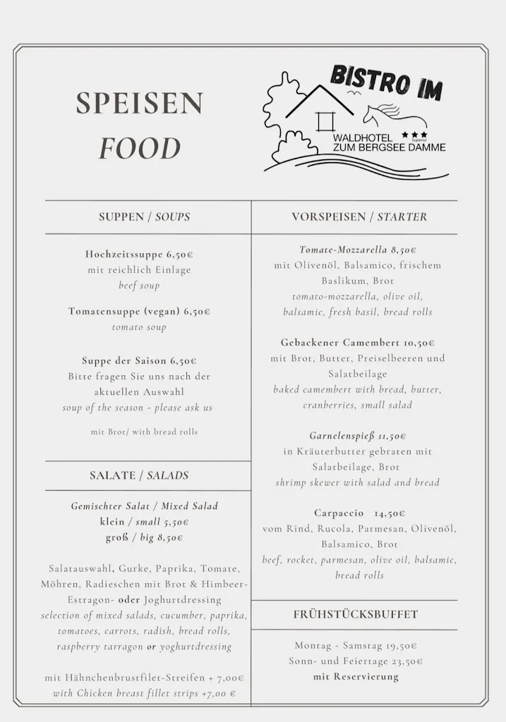 Menu_Bistro-Restaurant im Waldhotel zum Bergsee Damme_Damme_immagine_1