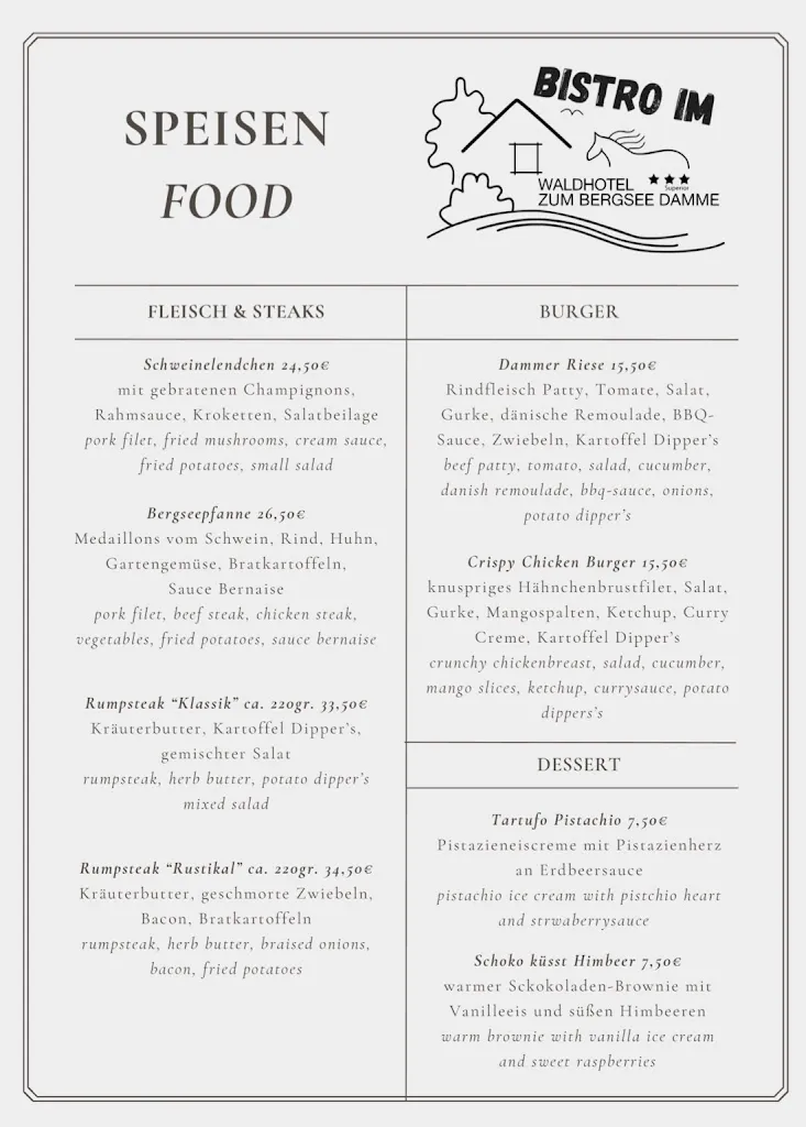 Menu_Bistro-Restaurant im Waldhotel zum Bergsee Damme_Damme_immagine_2