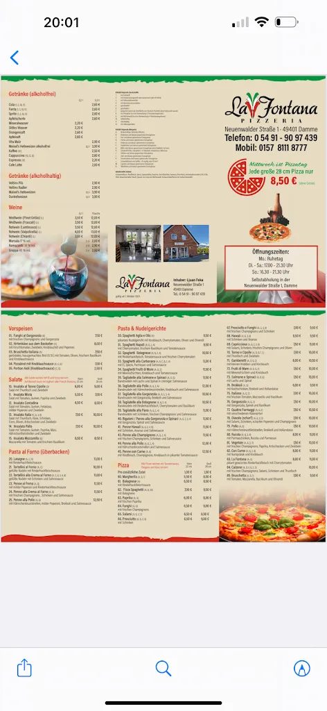 Menu_Pizzeria La Fontana Damme _Damme_image_1