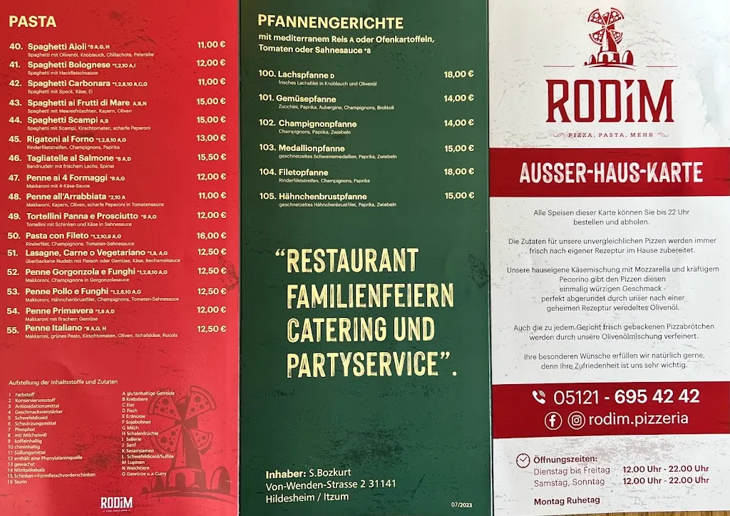 Menu_RODIM - Pizza, Pasta & mehr - Hildesheim_Hildesheim_image_3