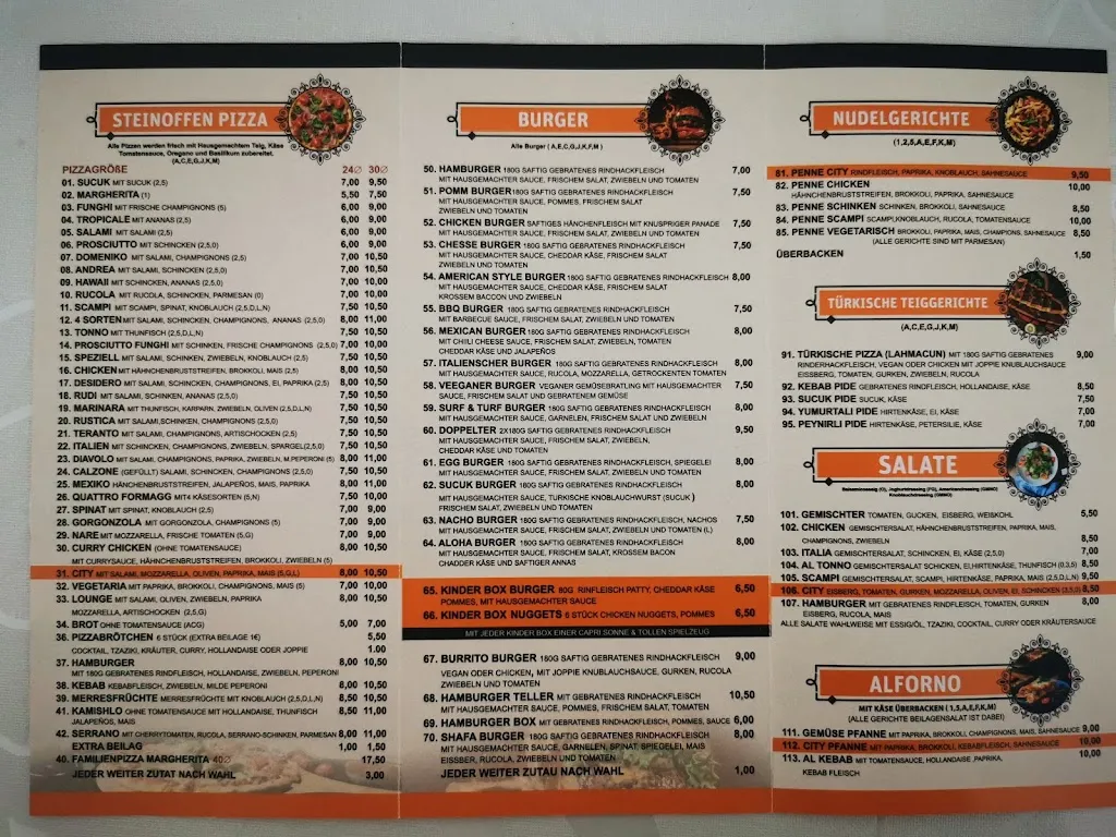 Menu_City Fastfood Originale Steinofen-Pizzen Hausgemachte Burger & mehr_Dinklage_image_1