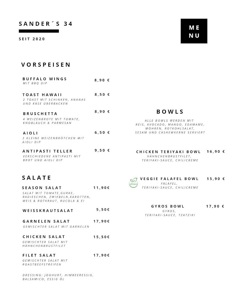 Menü_Sander's 34_Dinklage_Bild_1