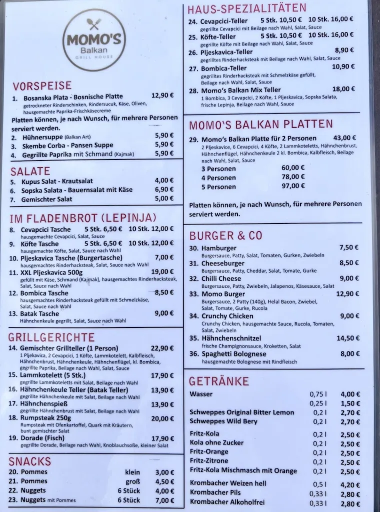 Menu_Momo'S BalkanGrill House_Dransfeld_immagine_2