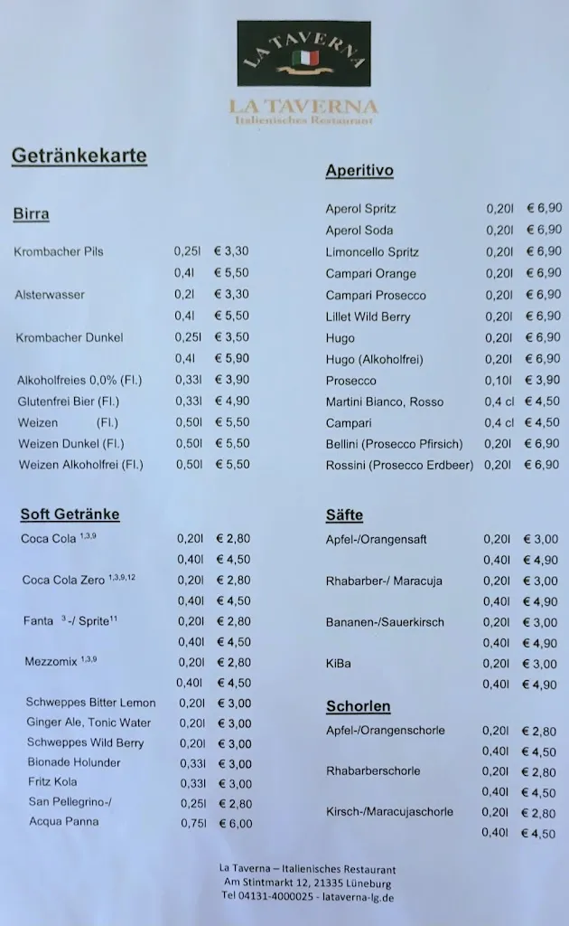 Menu_La Taverna_Lüneburg_immagine_2