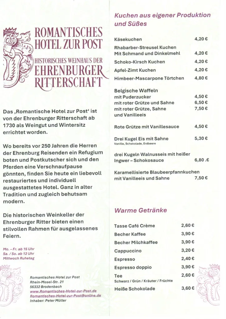 Menu_Historisches WEINHAUS der Ehrenburger Ritterschaft_Brodenbach_immagine_1