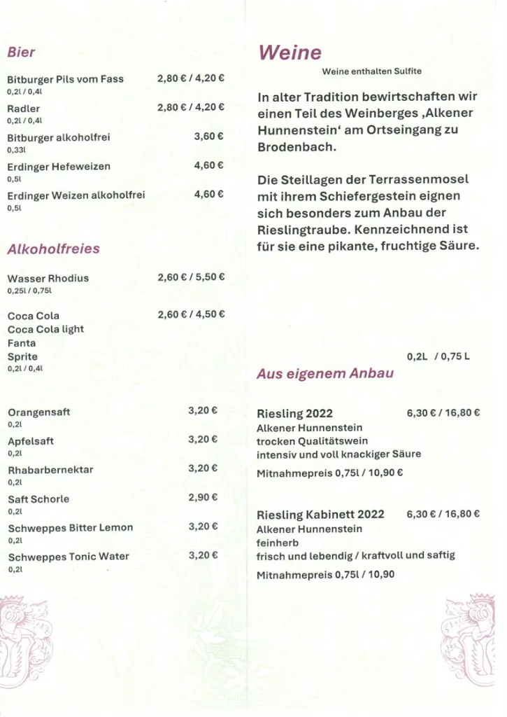 Menu_Historisches WEINHAUS der Ehrenburger Ritterschaft_Brodenbach_immagine_4