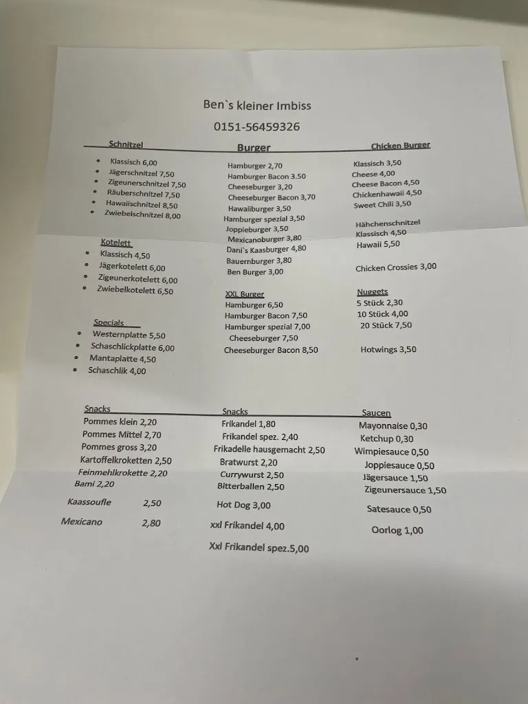 Menu_Ben's Kleiner Imbiss_Emlichheim_image_1