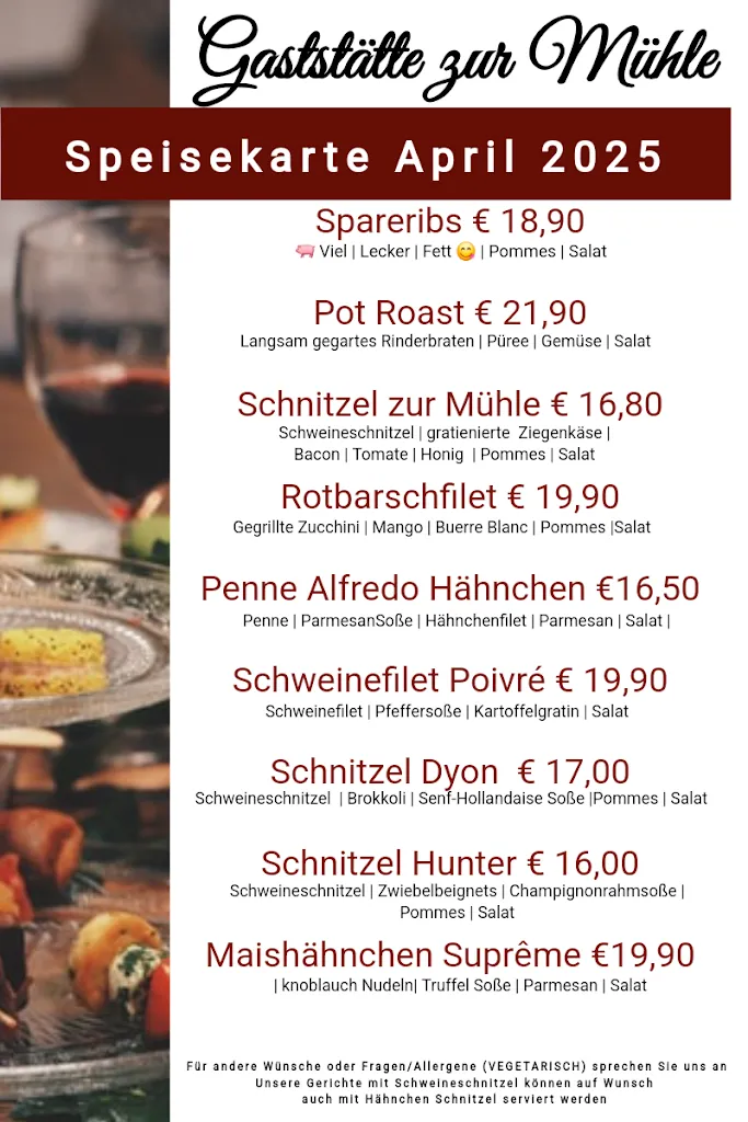 Menu_Gaststätte Zur Mühle Fam. Schwidder_Emsbüren_image_1