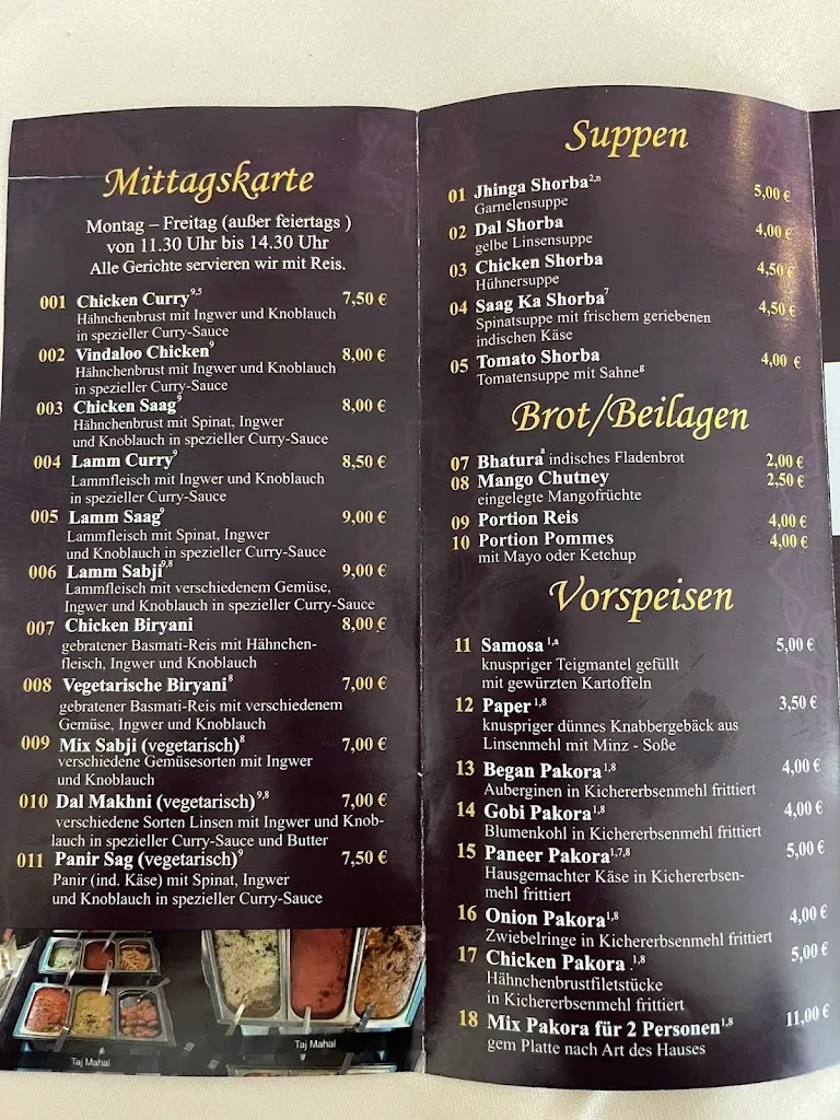 Menü_Taj Mahal_Einbeck_Bild_2