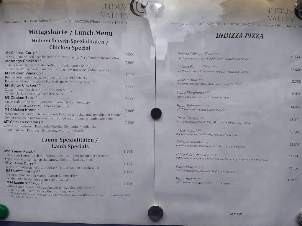 Menu_Indus Valley Restaurant_Aalen_image_1