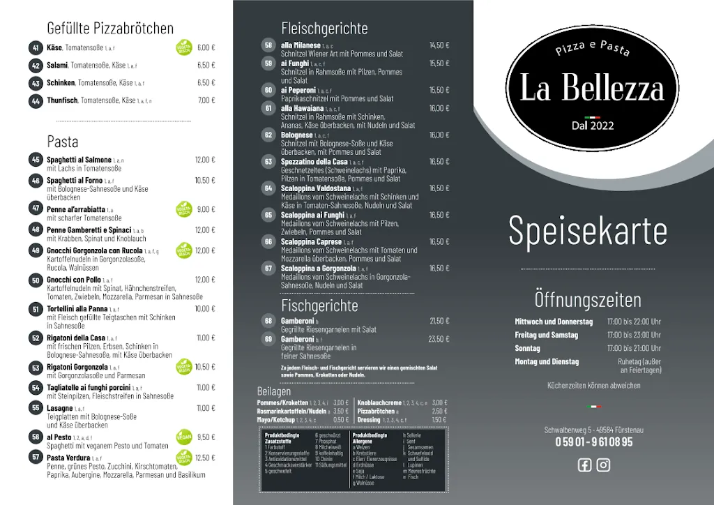 Menu_La Bellezza_Fürstenau_image_1