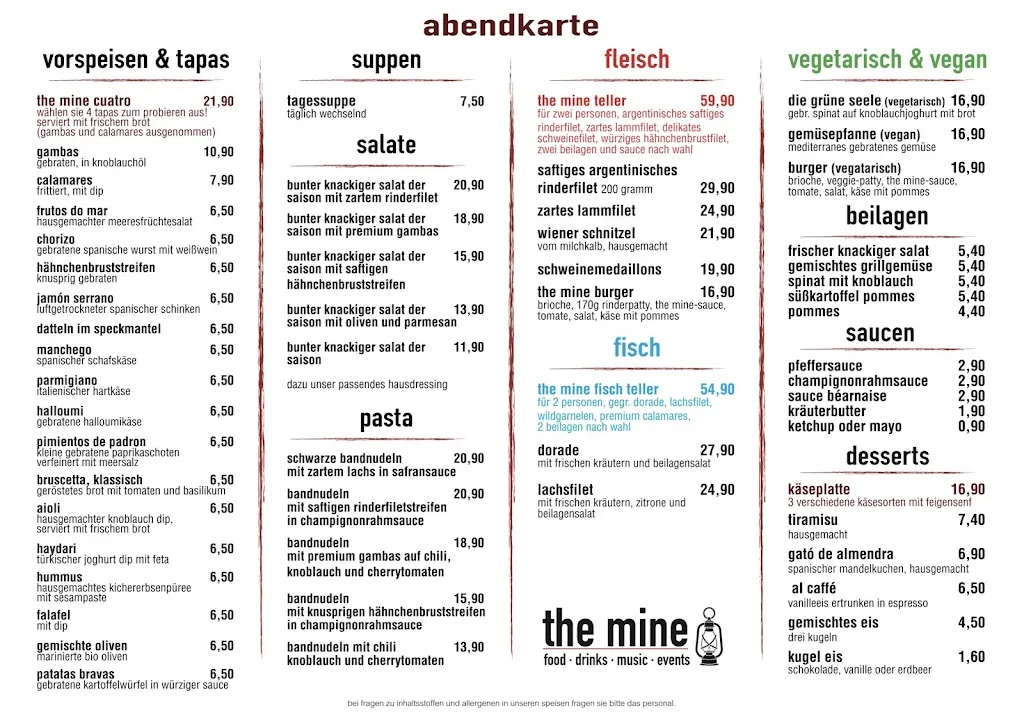Menu_The Mine_Essen_image_1