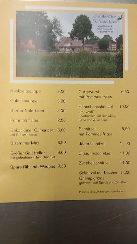 Menu_Schnieders Saalbetrieb GmbH Gastwirtsch. Hochzeiten, Geburtstage, Veranstaltungen_Georgsdorf_image_1